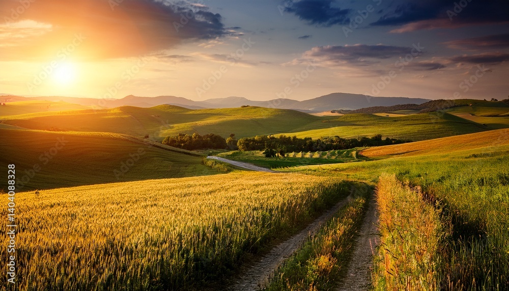 Obraz premium Sunset landscape Countryside