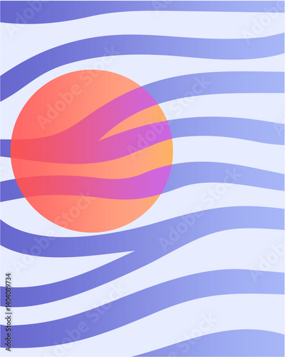 Abstract sun and waves design