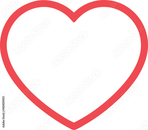 Simple Red Outline Heart Shape Icon