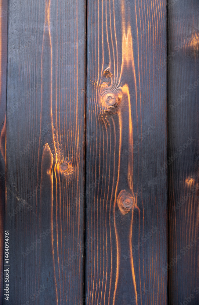 Fototapeta premium Cedar Wood Torched with Fire and Treated with Ting Oil