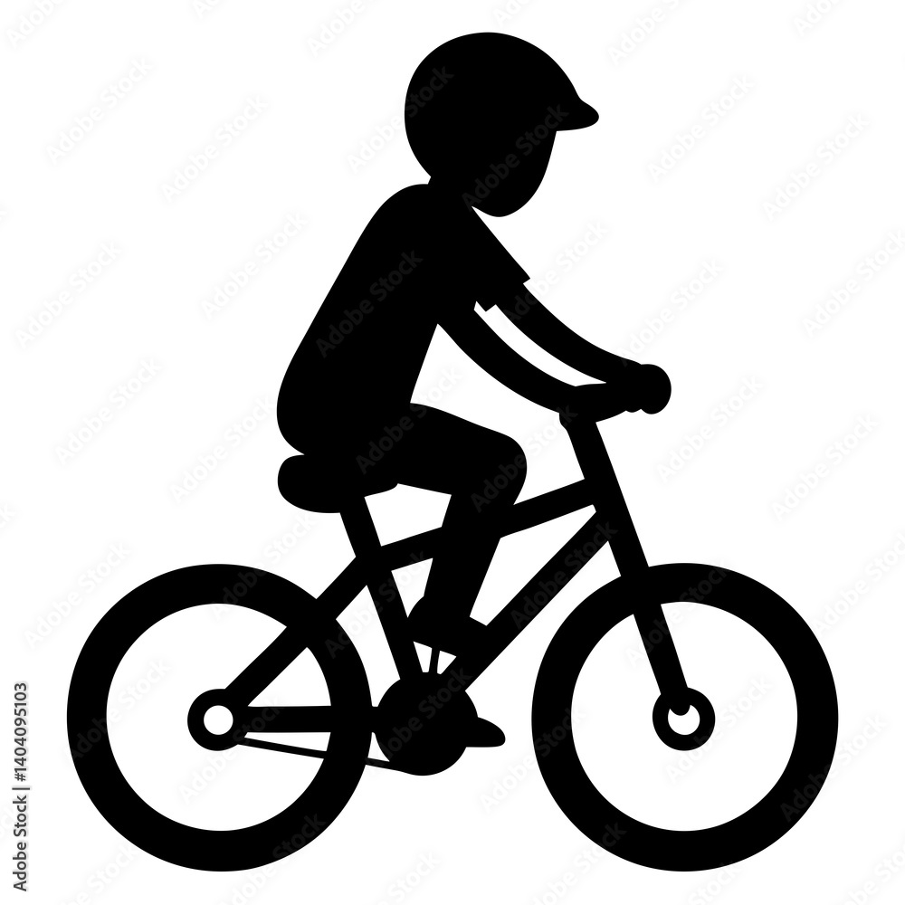 Fototapeta premium boy riding bicycle silhouette vector isolated on white background