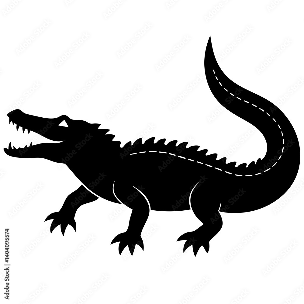 Fototapeta premium crocodile silhouette vector isolated on white background