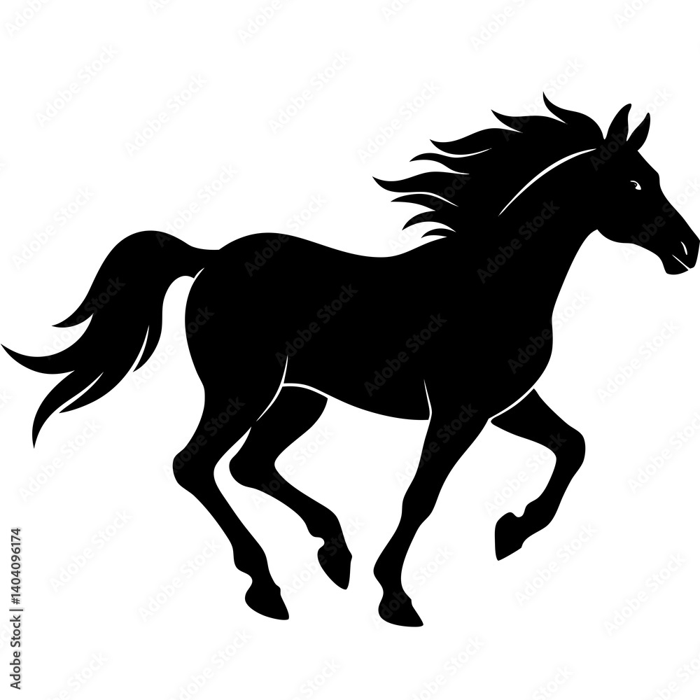 Obraz premium Horse running silhouette vector isolated on white background