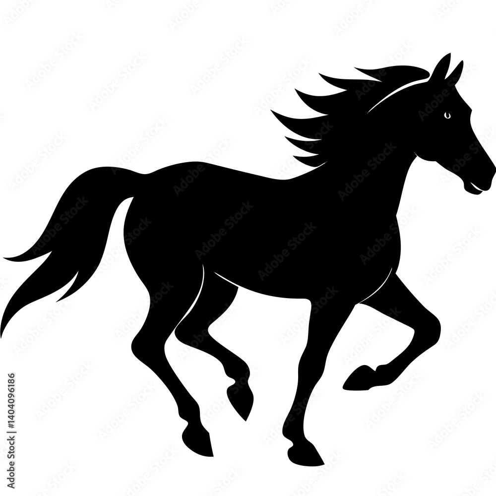Obraz premium Horse running silhouette vector isolated on white background