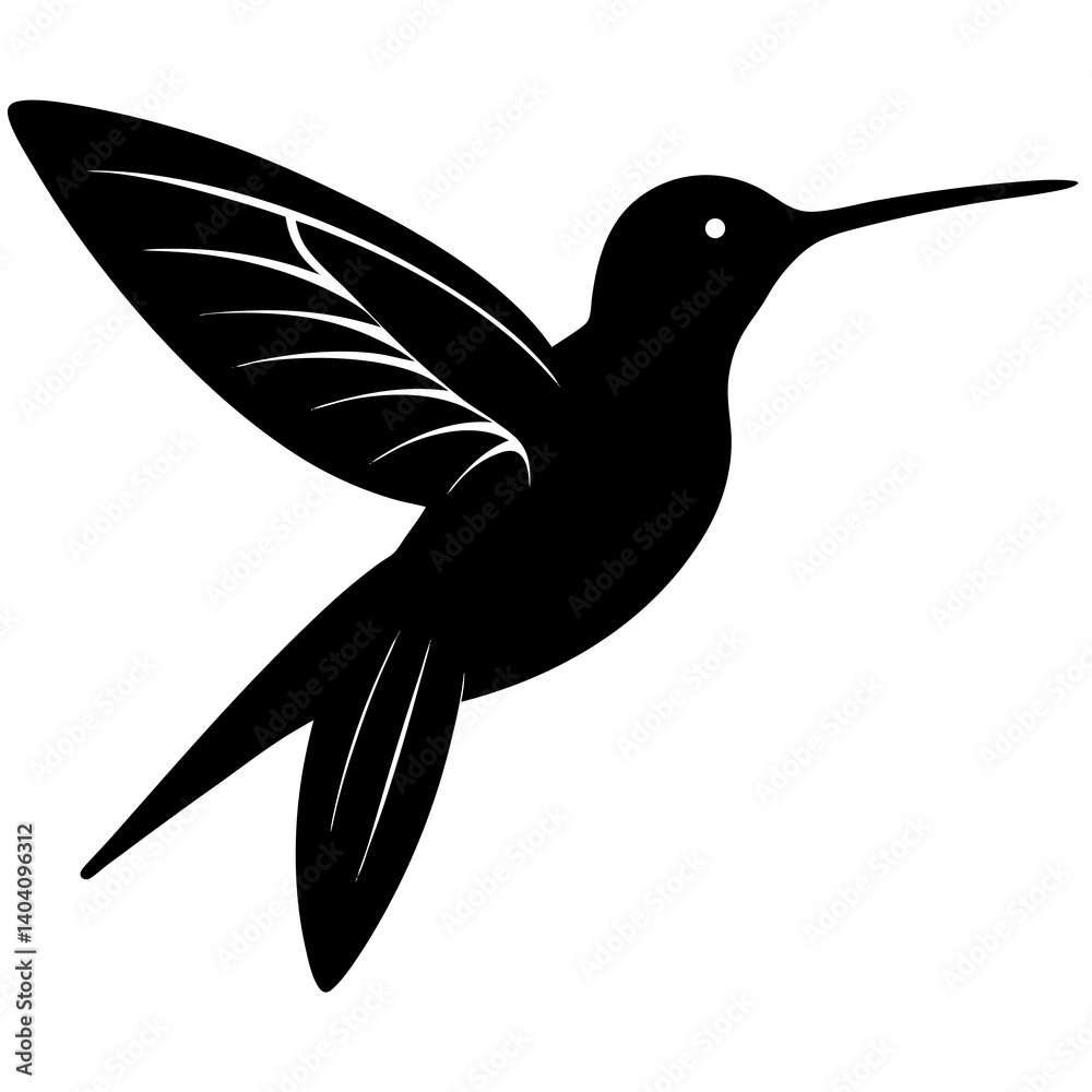 Obraz premium hummingbird bird silhouette vector isolated on white background