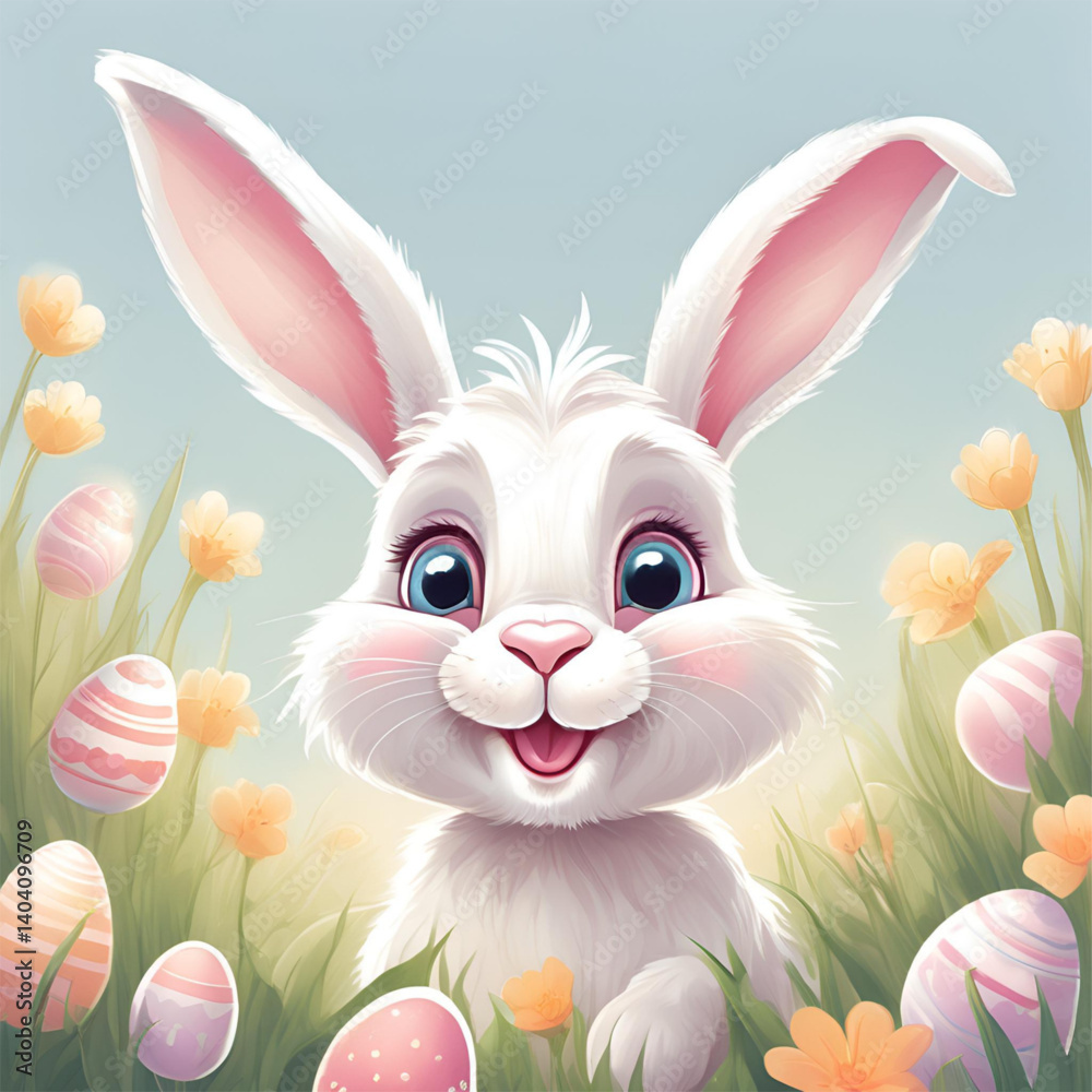 Fototapeta premium easter bunny with eggs
