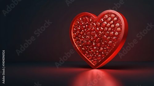 red heart on a black background
