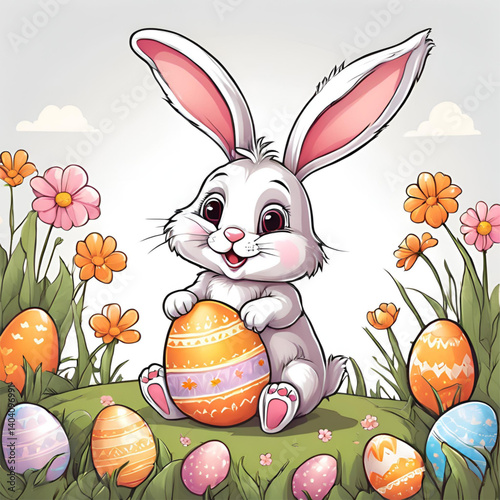 easter bunny with eggs