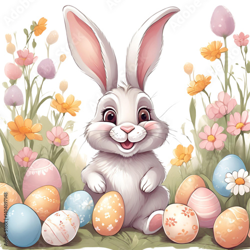 easter bunny and eggs