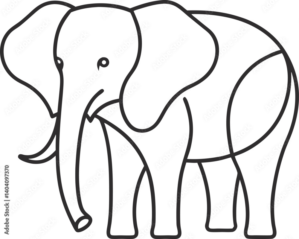 Fototapeta premium Line Art Illustration of an Elephant