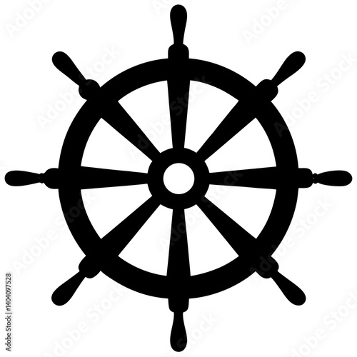 ship steering wheel silhouette vector isolated on white background