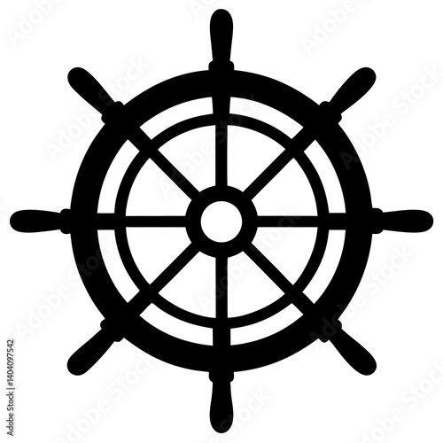 ship steering wheel silhouette vector isolated on white background