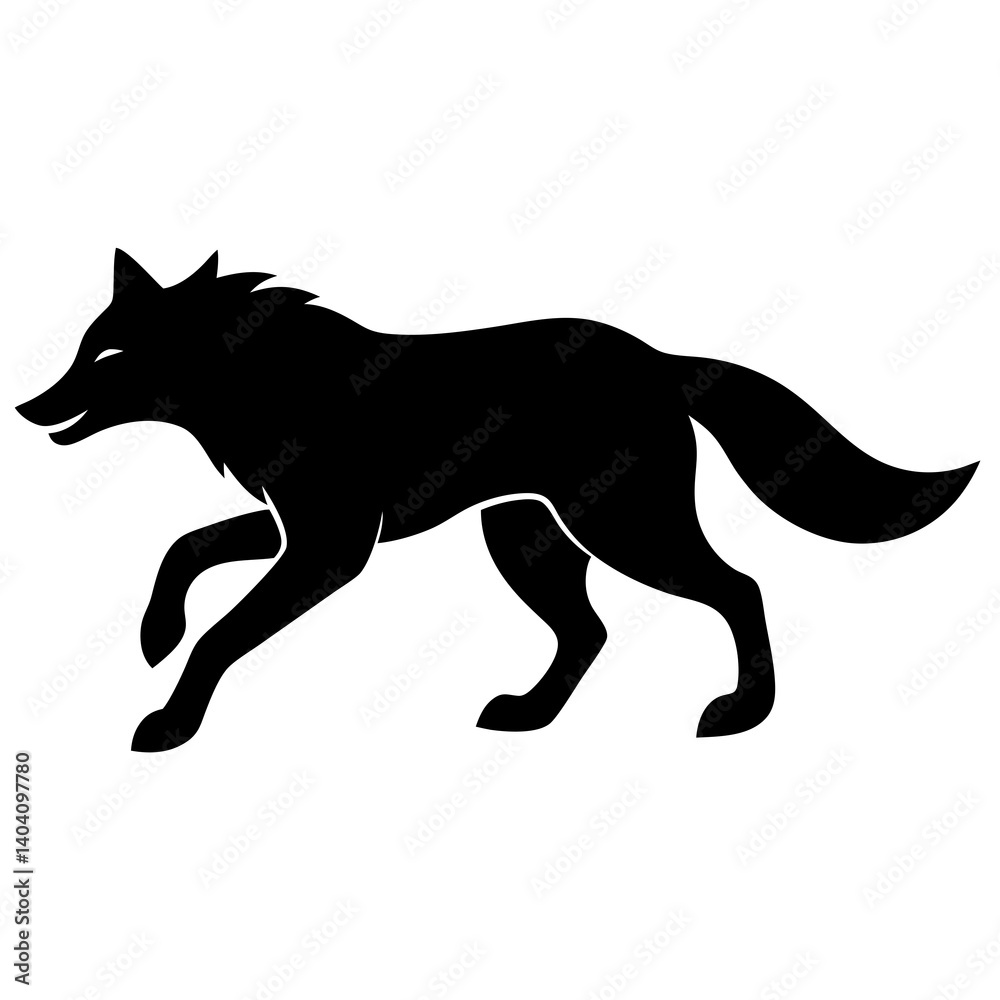 wolf running silhouette vector isolated on white background wolf running silhouette vector isolated on white background