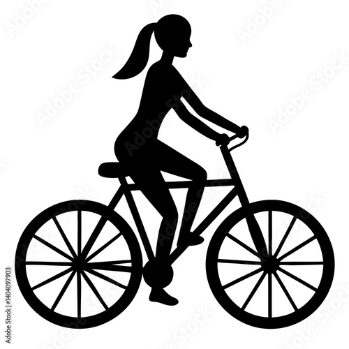 women riding bicycle silhouette vector isolated on white background