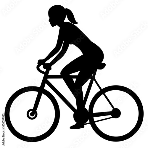 women riding bicycle silhouette vector isolated on white background