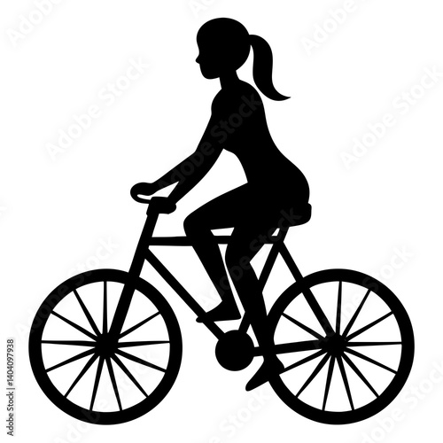 women riding bicycle silhouette vector isolated on white background