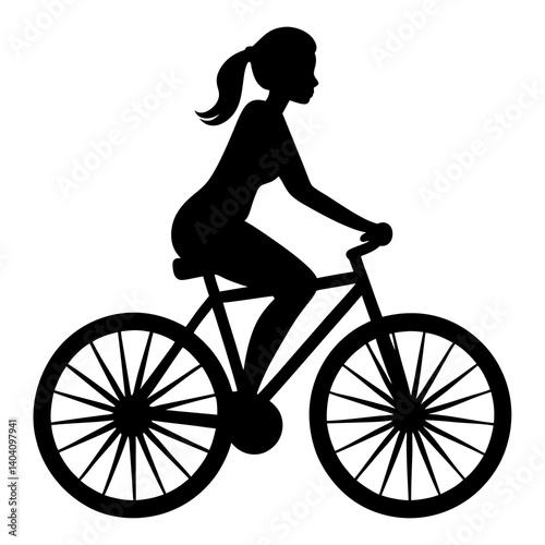 women riding bicycle silhouette vector isolated on white background