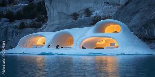 Glacial Cave Lodging at Twilight