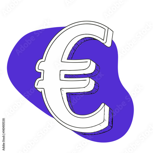 3D euro symbol on purple abstract background