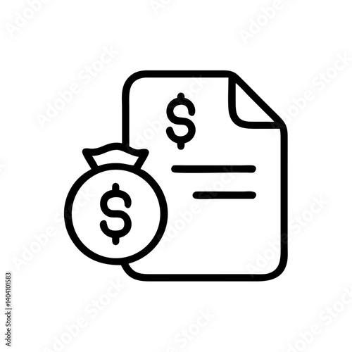 Money bag and invoice on white background
