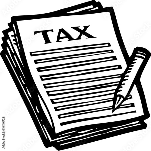 Tax documents and pen on a desk