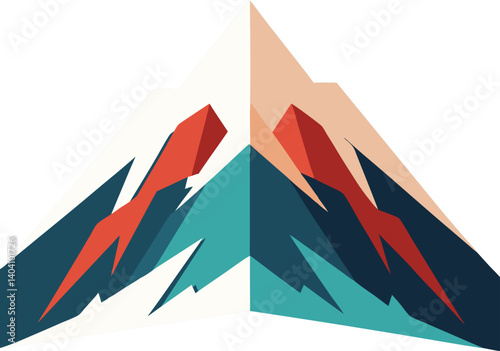 Abstract Geometric Mountain Peak Design