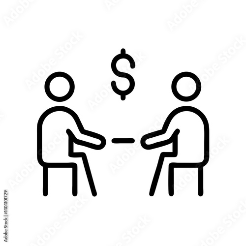 Two people negotiating with money symbol