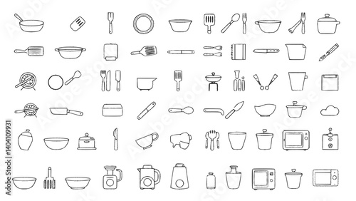 Kitchen and cooking tools icon set