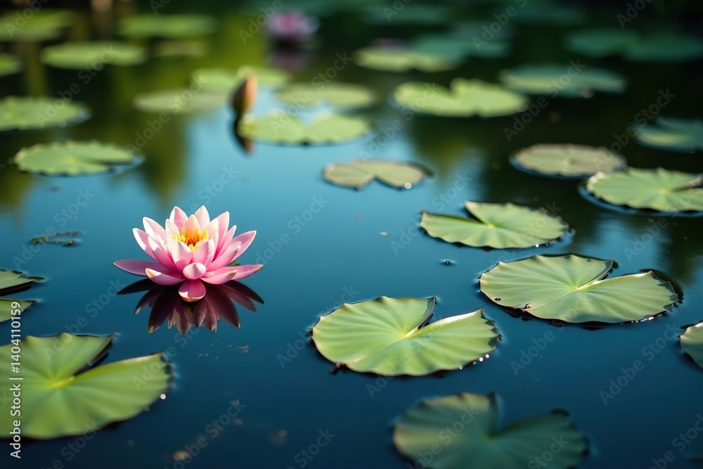Water lilies form a natural floral pattern across a still lake, water, background, summer Water lilies form a natural floral pattern across a still lake, water, background, summer