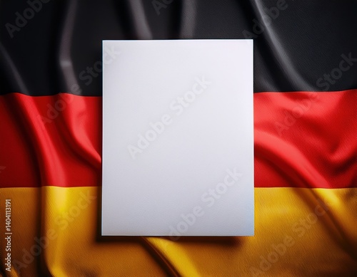 Blank canvas on draped german flag background symbolizing creativity and nationality