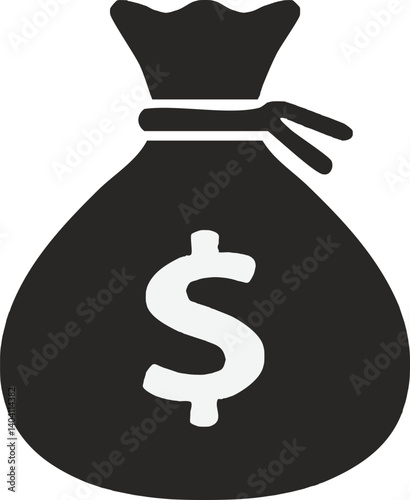 Big money bag full of dollars tied with string shows savings and investment