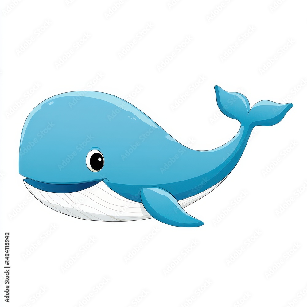 Blue whale illustration, cartoon on a white background. Blue whale illustration, cartoon on a white background.