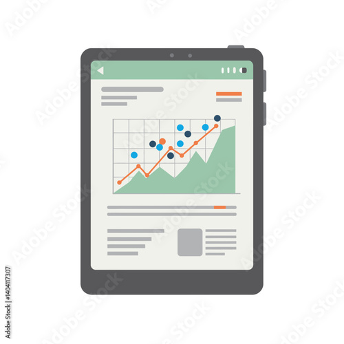 Data Visualization Tablet Displaying Scatter Plot and Trends  