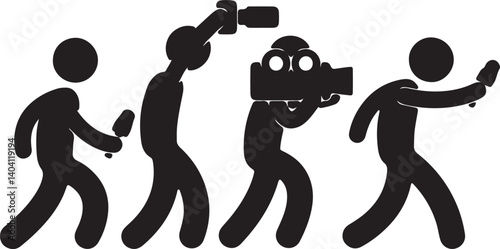 an illustration of a reporter and cameraman searching for news