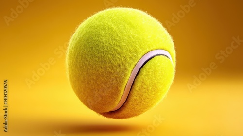 Catch a glimpse of a bright yellow tennis ball soaring against a vibrant yellow backdrop, perfect for sportsthemed designs. photo