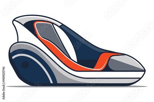 Car seat in modern side profile with soft curved lines in vector