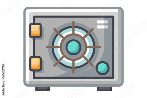 Steel safe vault with combination dial in vector art