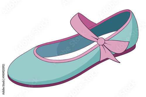Vector of classic ballet flats with round toe and small bow
