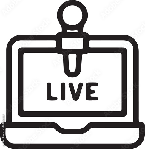 an illustration of a laptop with a live streaming icon on the screen