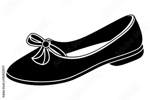 Classic ballet flats with bow detail and round toe in vector design
