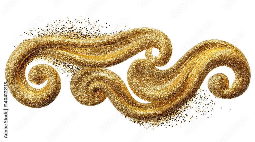 Obraz premium Sparkling Gold Swirls: An elegant golden glitter design, an abstract representation of flowing swirls, suggesting luxury, celebration, and preciousness.