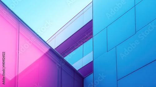 Modern architecture with vibrant hues and clean geometric aesthetics