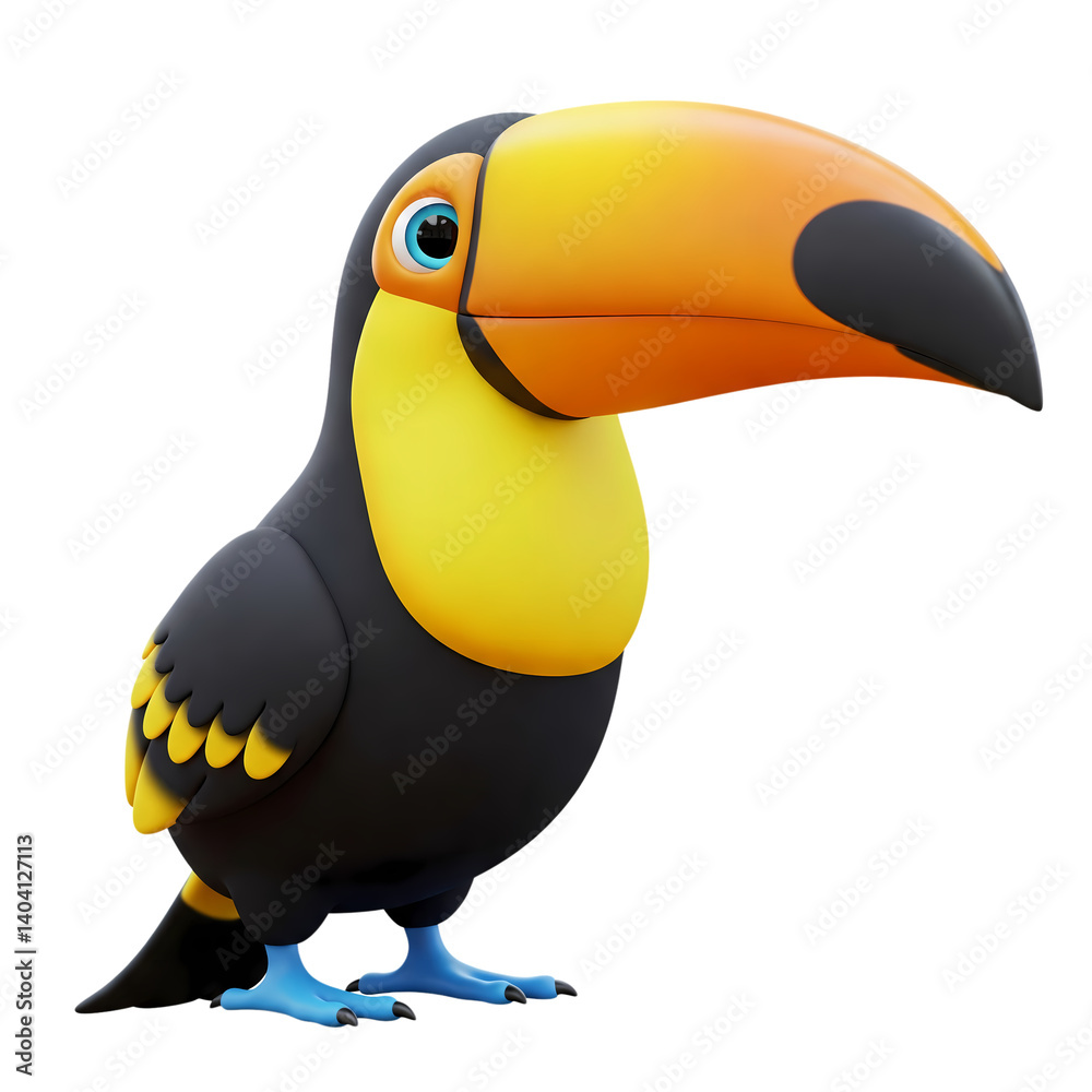 Naklejka premium Colorful Toucan Bird with Large Beak Perched