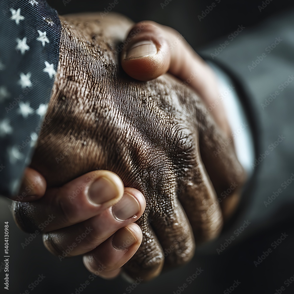 Obraz premium Hands shaking with dirty, and business deal.