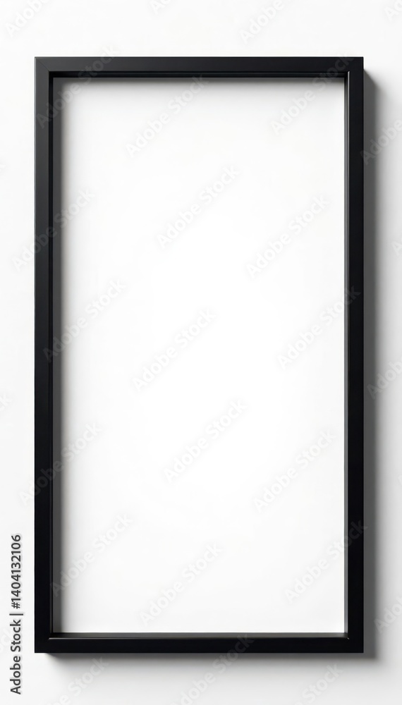 Sleek black frame isolated on white, minimalist design, minimalist, retro