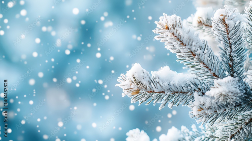 Winter Wonderland With Snow-Covered Fir Branches in a Serene Atmosphere Winter Wonderland With Snow-Covered Fir Branches in a Serene Atmosphere