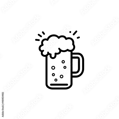 Beer mug icon in black and white line style
