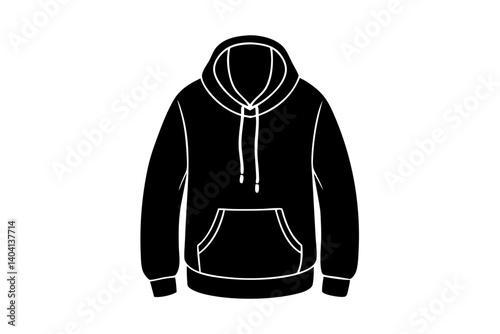 Oversized Hoodie Vector with Front Pocket and Drawstring Detail