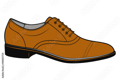 Polished Oxford Dress Shoes Vector Side View with Lace Detail