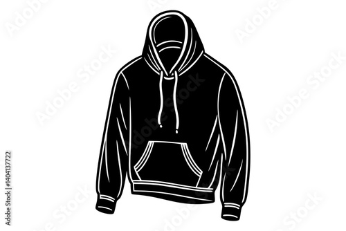 Graphic Hoodie Illustration Featuring Kangaroo Pocket Design
